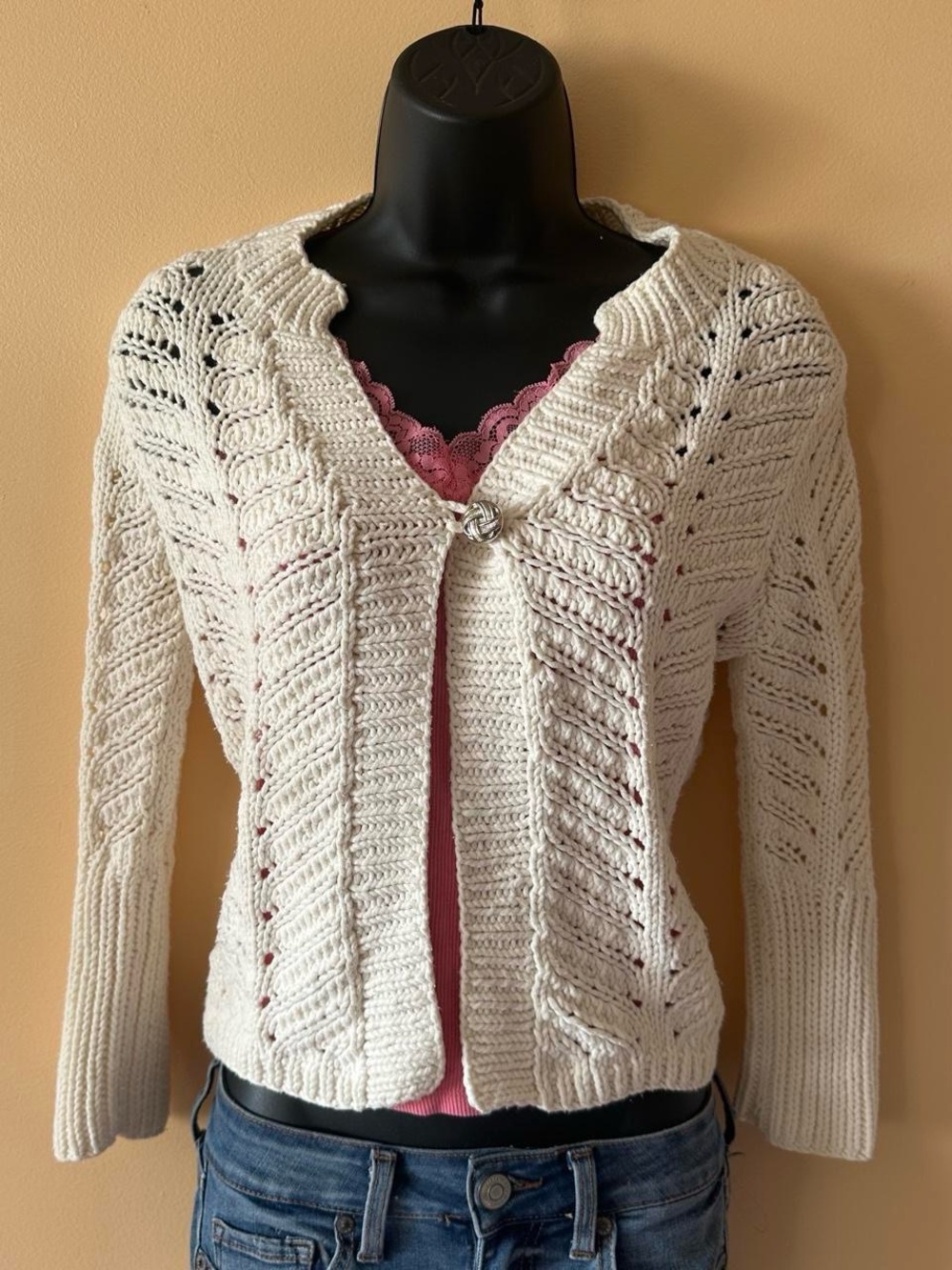 City DKNY Chunky Knit Cardigan | Petite Small (Fits Women's XS/S)